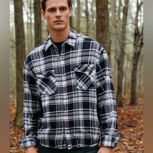 Liberty Blues Shirt Flannel Grey Plaid Mens Size 4XL Pearl Snap Button Up Pocket